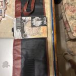 browny black leather wrap folio